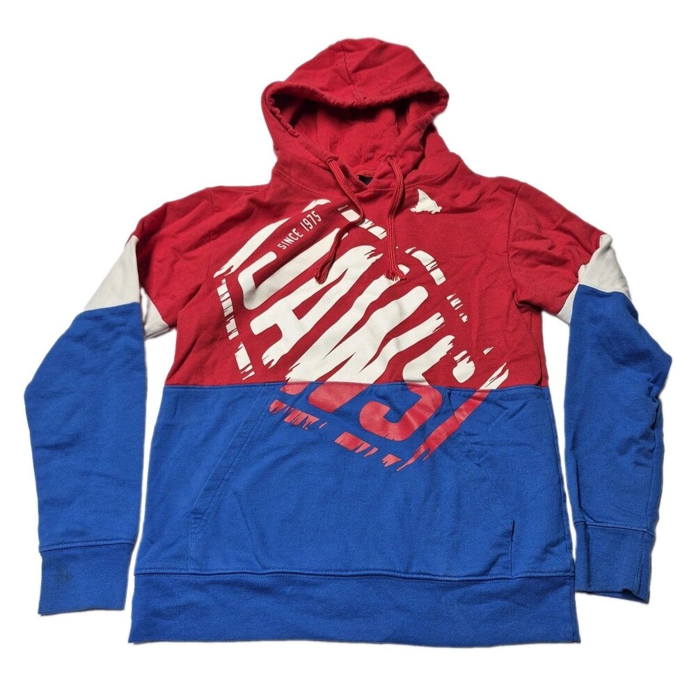Universal Studios Jaws Hoodie Mens XS Colorblock Red Blue Movie Theme Park NWOT